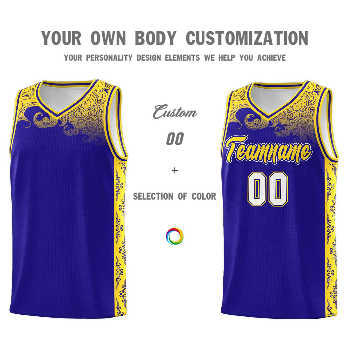 Custom Royal Personalized Cloud Pattern Sports Sets Uniform Basketball Jersey