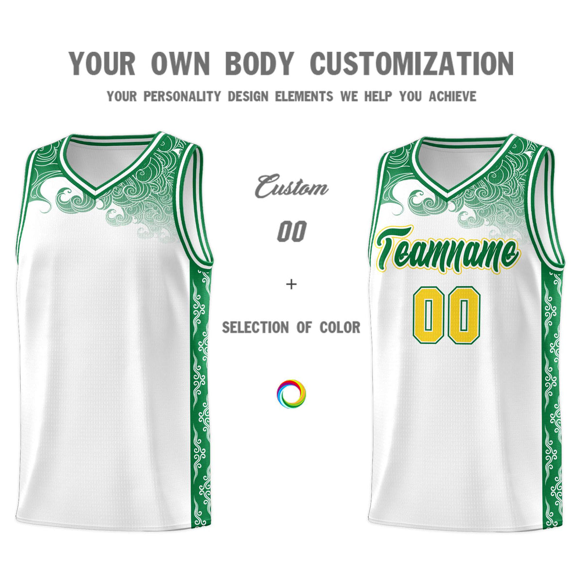 Custom White Personalized Cloud Pattern Sports Sets Uniform Basketball Jersey