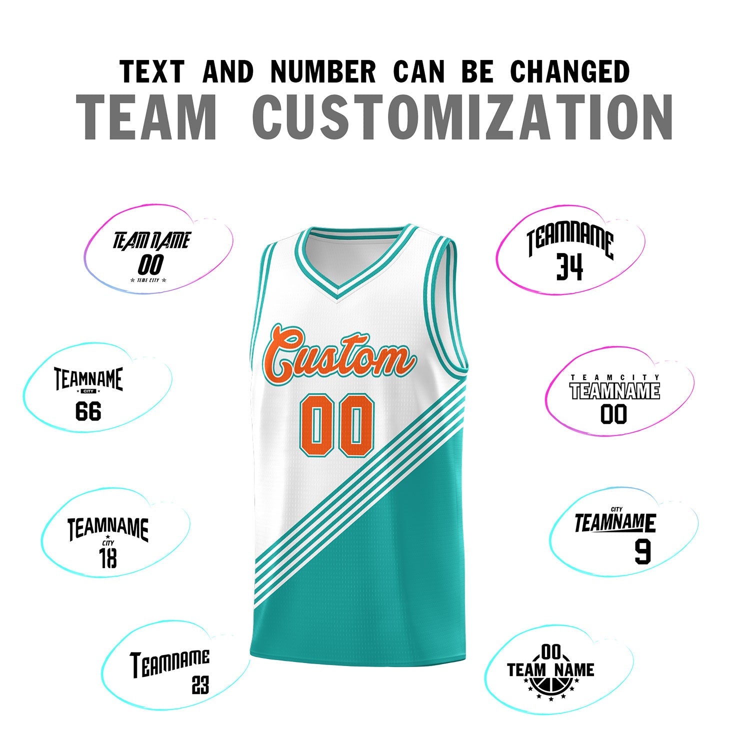 Custom White Aqua Diagonal Stripes Color Block Sets Basketball Jersey | For Men,For Youth,Sublimation Printed,Perfect for Training,Perfect for Teams | KXKSHOP