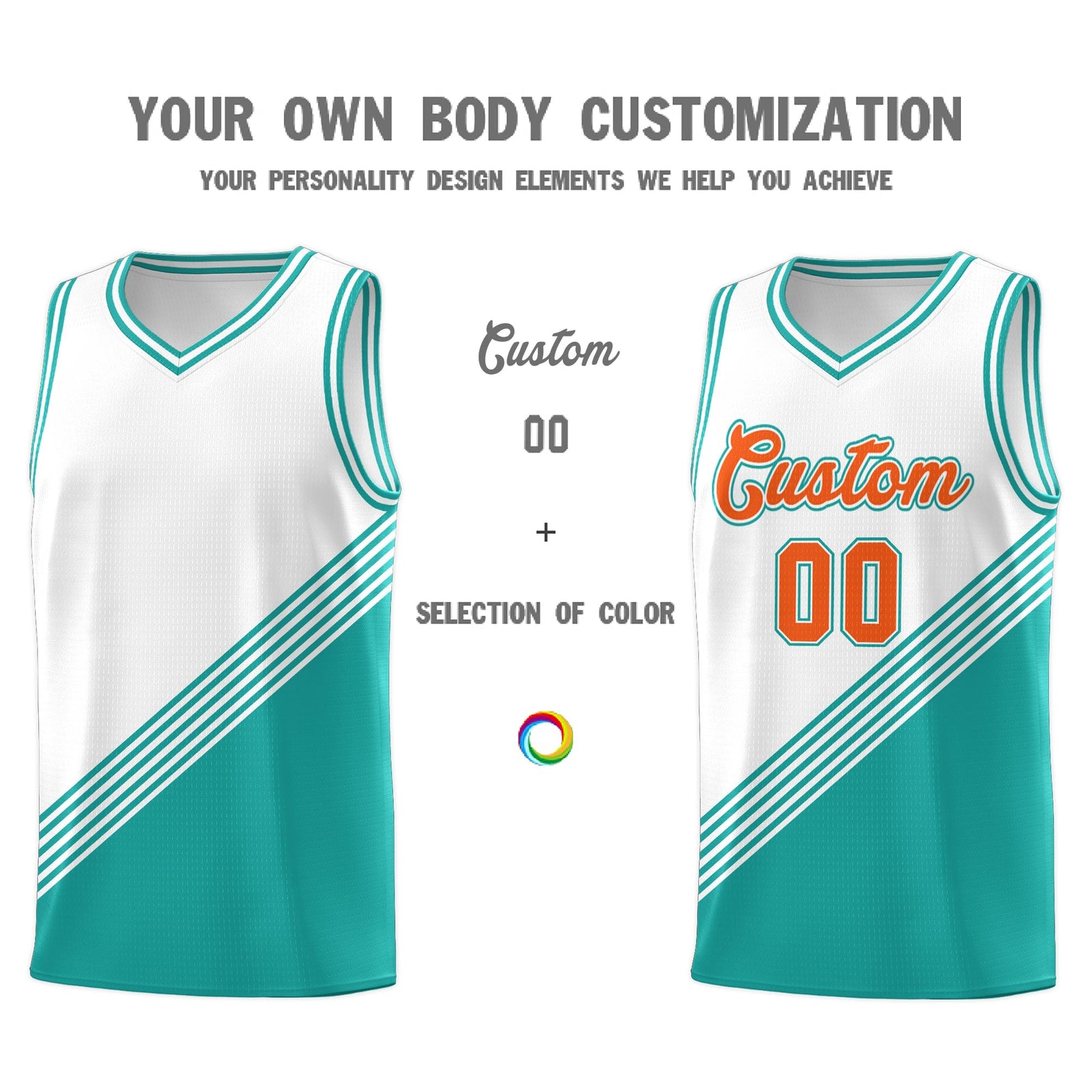 Custom White Aqua Diagonal Stripes Color Block Sets Basketball Jersey | For Men,For Youth,Sublimation Printed,Perfect for Training,Perfect for Teams | KXKSHOP