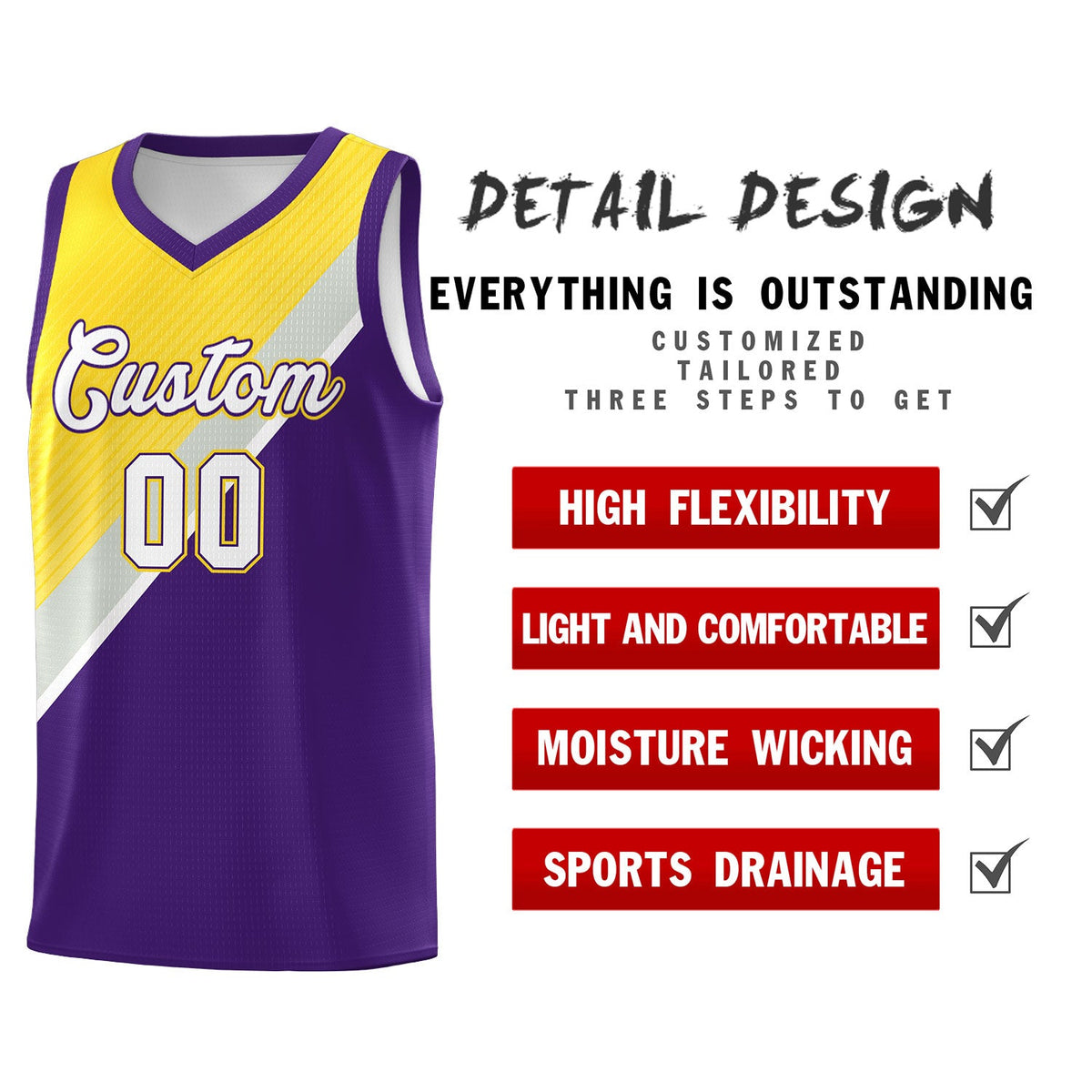 Custom Purple Gray Diagonal Stripes Color Block Sets Basketball Jersey | For Men,Perfect for Teams,Perfect for Coaches,Sublimation Printed,For Kid,For Youth | KXKSHOP