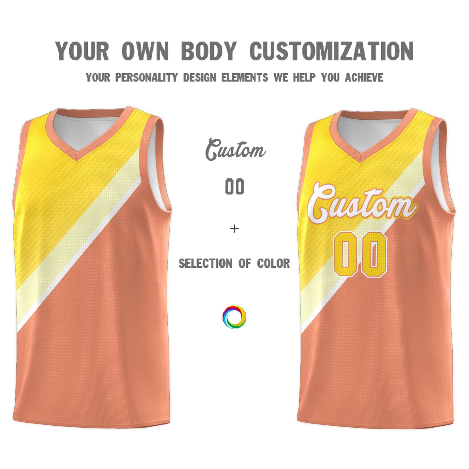 Custom Light Orange Diagonal Stripes Color Block Sets Basketball Jersey | For Men,Perfect for Teams,Perfect for Coaches,Sublimation Printed,For Kid,For Youth | KXKSHOP