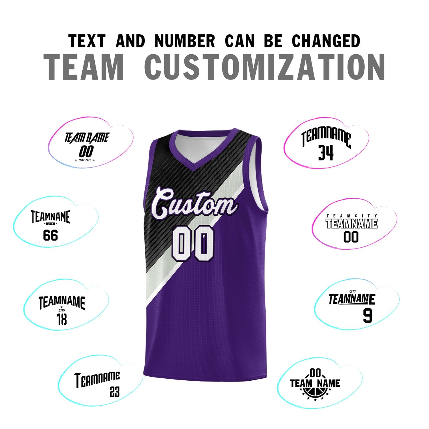Custom Purple Black Gray Diagonal Stripes Color Block Sets Basketball Jersey | For Men,Perfect for Teams,Perfect for Coaches,Sublimation Printed,For Kid,For Youth | KXKSHOP