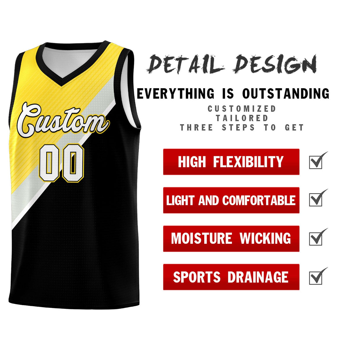 Custom Black Gold Gray Diagonal Stripes Color Block Sets Basketball Jersey | For Men,Perfect for Teams,Perfect for Coaches,Sublimation Printed,For Kid,For Youth | KXKSHOP