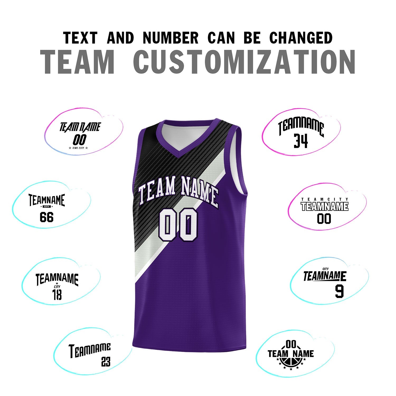 Custom Purple Black Gray Diagonal Stripes Color Block Sets Basketball Jersey | For Men,Perfect for Teams,Perfect for Coaches,Sublimation Printed,For Kid,For Youth | KXKSHOP