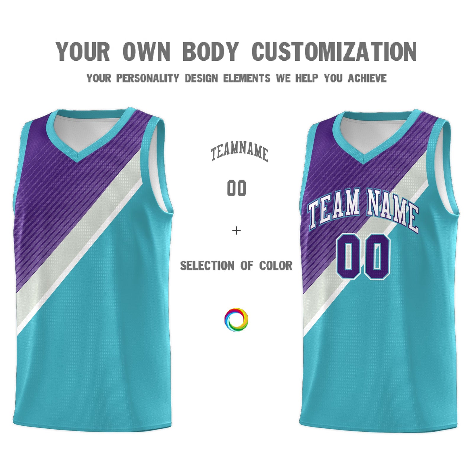 Custom Sky Blue Purple Gray Diagonal Stripes Color Block Sets Basketball Jersey | For Men,Perfect for Teams,Perfect for Coaches,Sublimation Printed,For Kid,For Youth | KXKSHOP