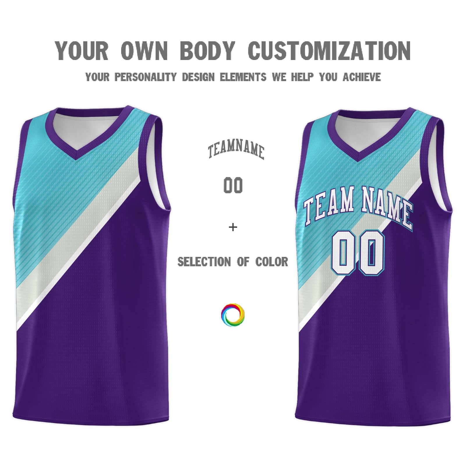 Custom Purple Sky Blue Gray Diagonal Stripes Color Block Sets Basketball Jersey | For Men,Perfect for Teams,Perfect for Coaches,Sublimation Printed,For Kid,For Youth | KXKSHOP
