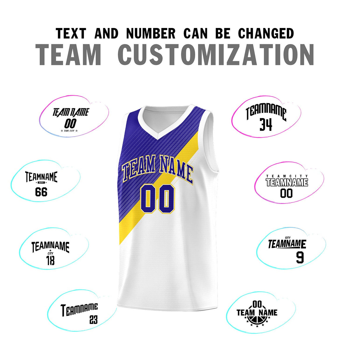 Custom White Royal Diagonal Stripes Color Block Sets Basketball Jersey | For Men,Perfect for Teams,Perfect for Coaches,Sublimation Printed,For Kid,For Youth | KXKSHOP