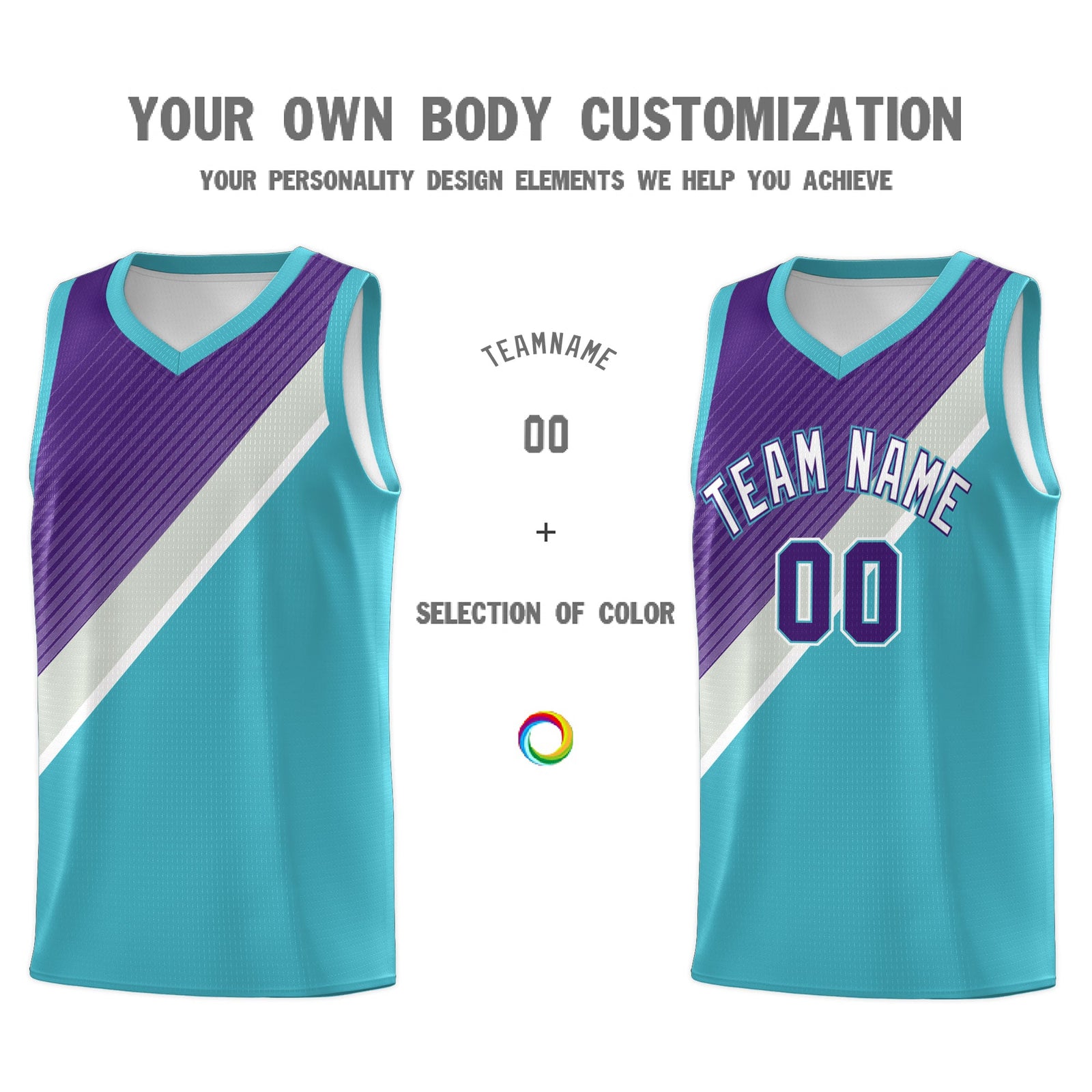 Custom Sky Blue Purple Gray Diagonal Stripes Color Block Sets Basketball Jersey | For Men,Perfect for Teams,Perfect for Coaches,Sublimation Printed,For Kid,For Youth | KXKSHOP