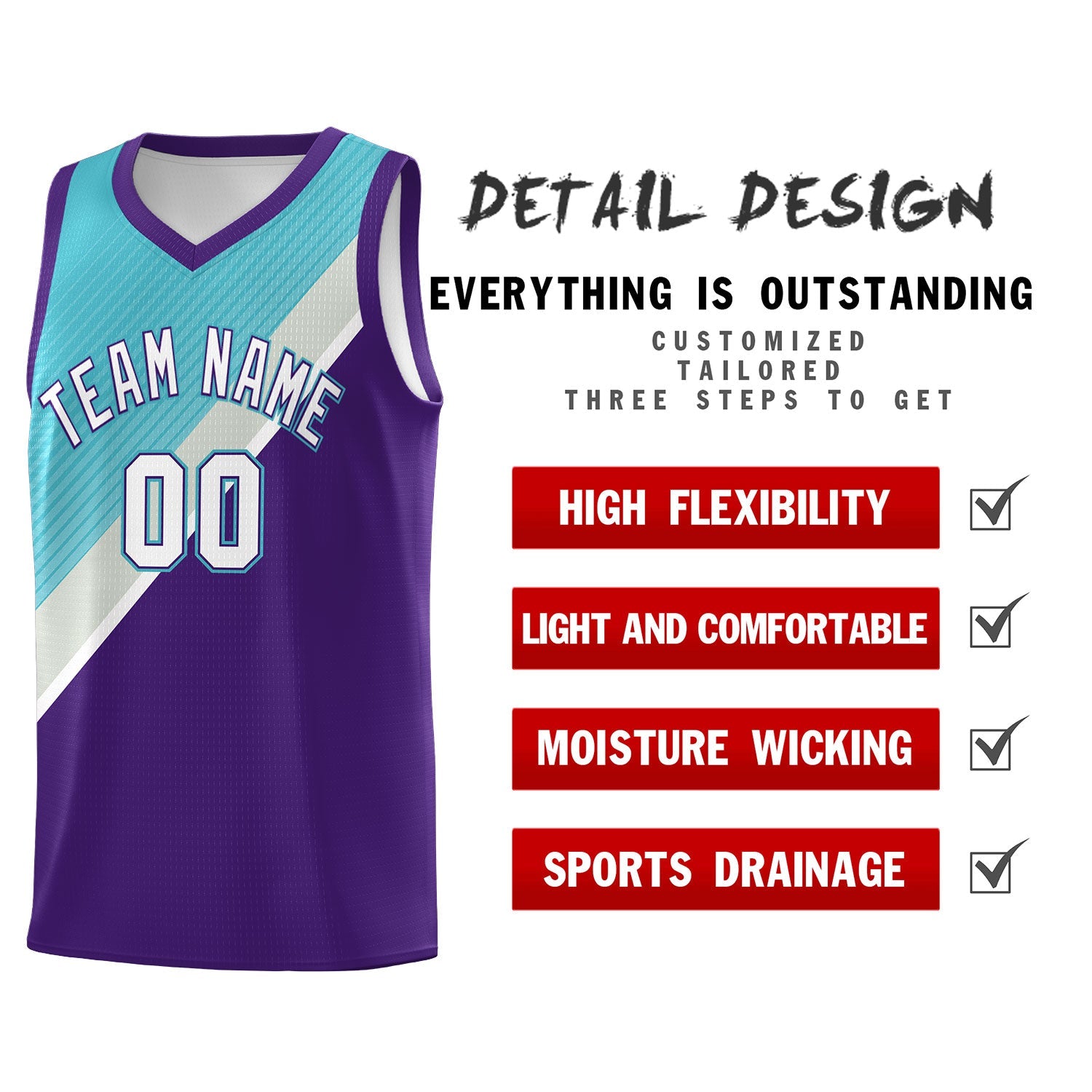 Custom Purple Sky Blue Gray Diagonal Stripes Color Block Sets Basketball Jersey | For Men,Perfect for Teams,Perfect for Coaches,Sublimation Printed,For Kid,For Youth | KXKSHOP