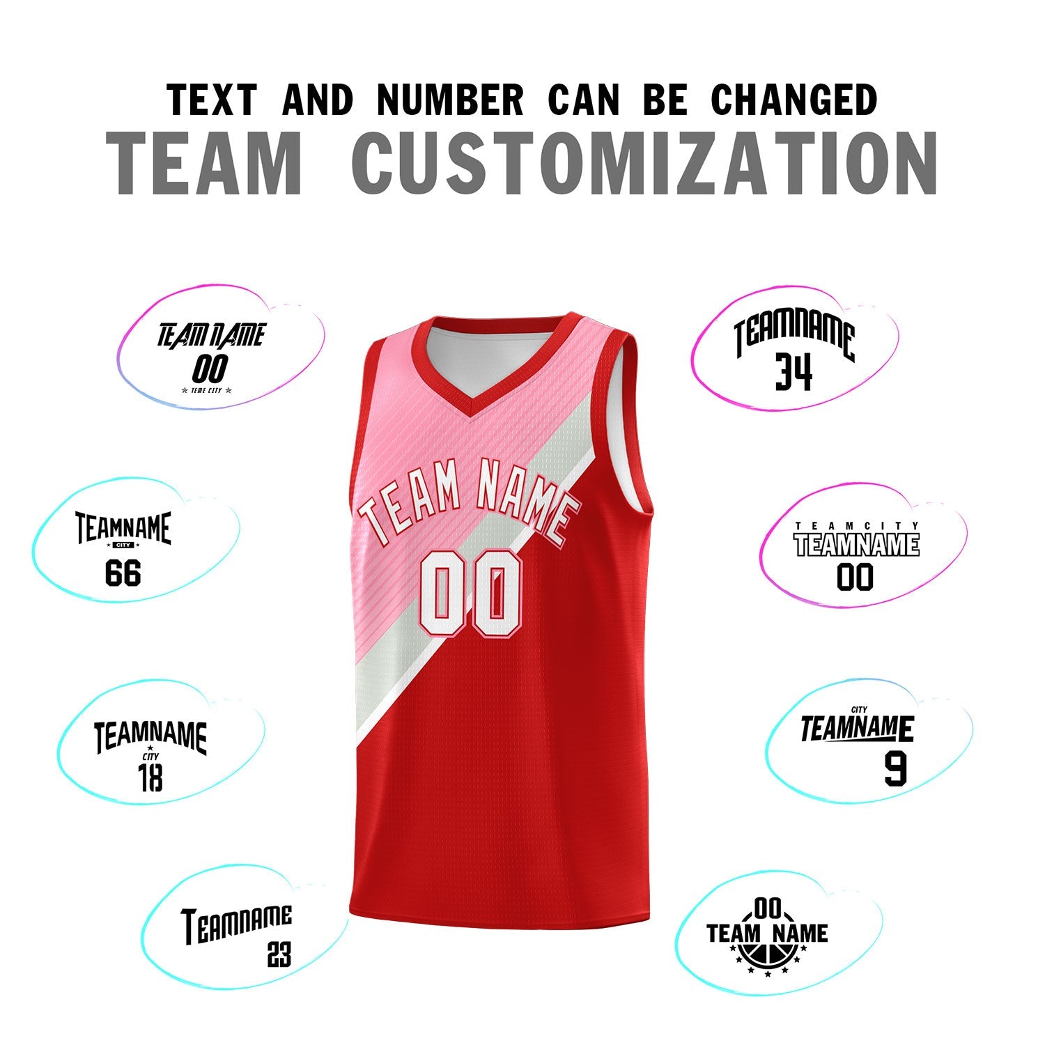 Custom Red Light Pink Gray Diagonal Stripes Color Block Sets Basketball Jersey | For Men,Perfect for Teams,Perfect for Coaches,Sublimation Printed,For Kid,For Youth | KXKSHOP