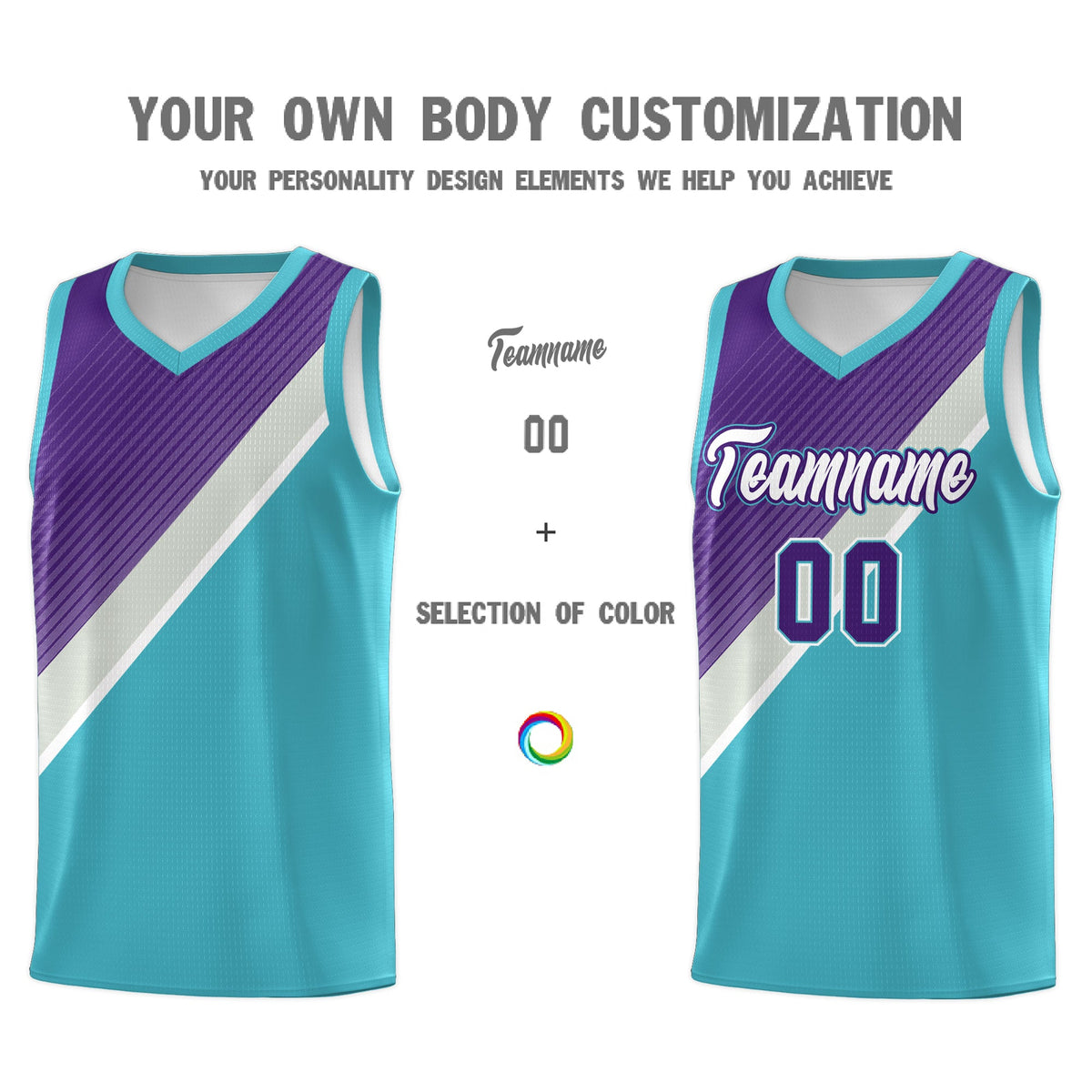 Custom Sky Blue Purple Gray Diagonal Stripes Color Block Sets Basketball Jersey | For Men,Perfect for Teams,Perfect for Coaches,Sublimation Printed,For Kid,For Youth | KXKSHOP