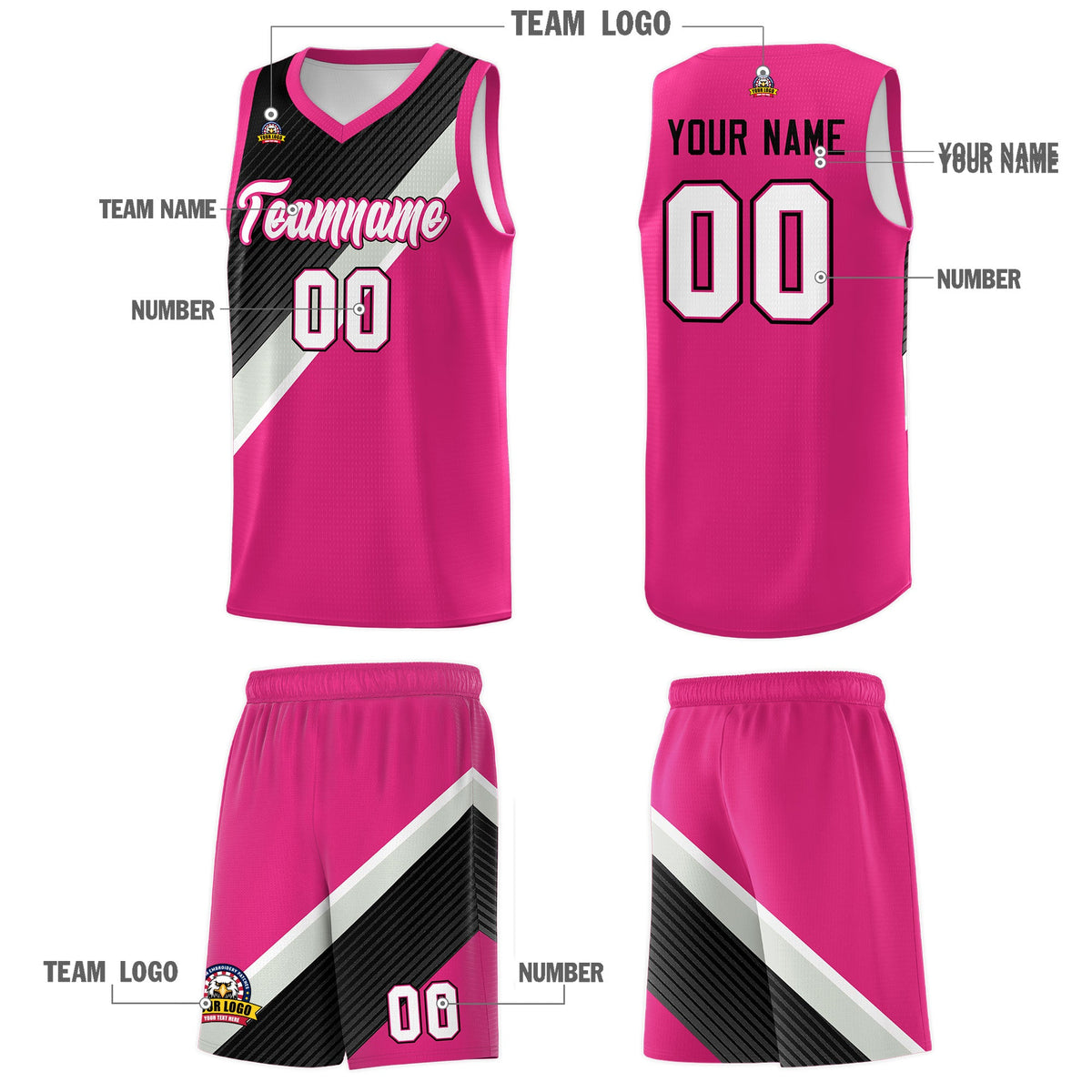 Custom Sky Blue Black Gray Diagonal Stripes Color Block Sets Basketball Jersey | For Men,Perfect for Teams,Perfect for Coaches,Sublimation Printed,For Kid,For Youth | KXKSHOP