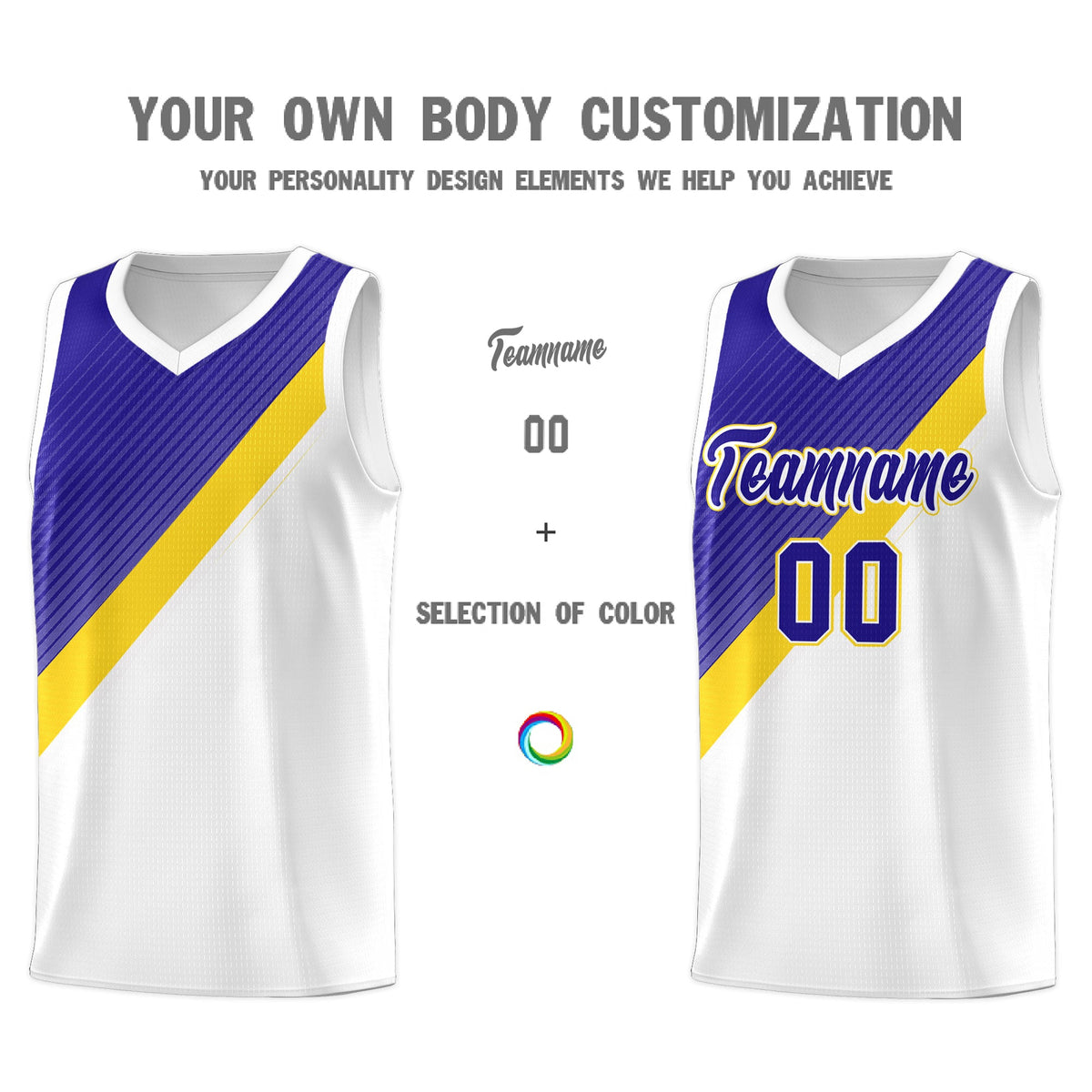 Custom White Royal Diagonal Stripes Color Block Sets Basketball Jersey | For Men,Perfect for Teams,Perfect for Coaches,Sublimation Printed,For Kid,For Youth | KXKSHOP