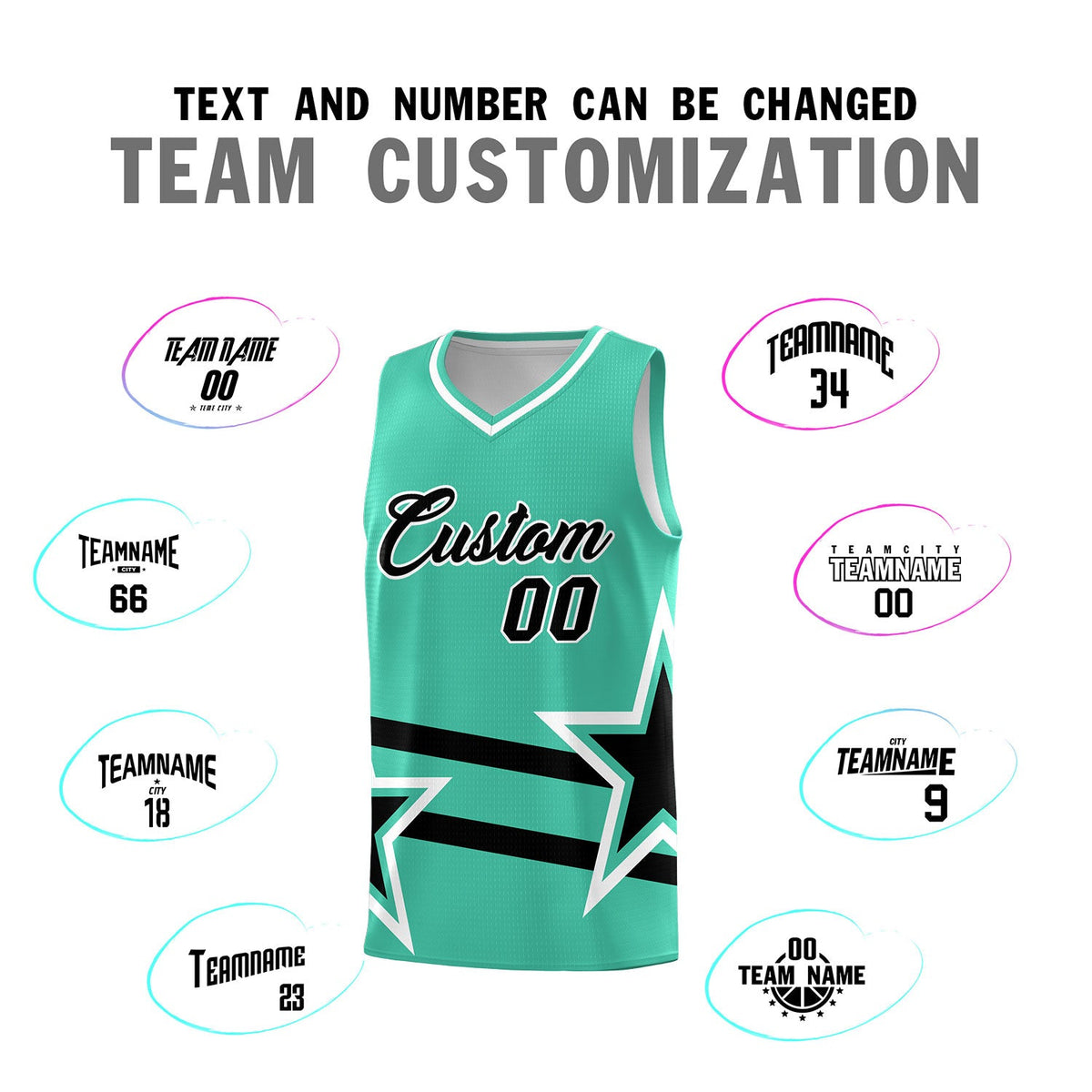 Custom Bright Green Basketball Kits With Black Star Pattern And Double Lines
