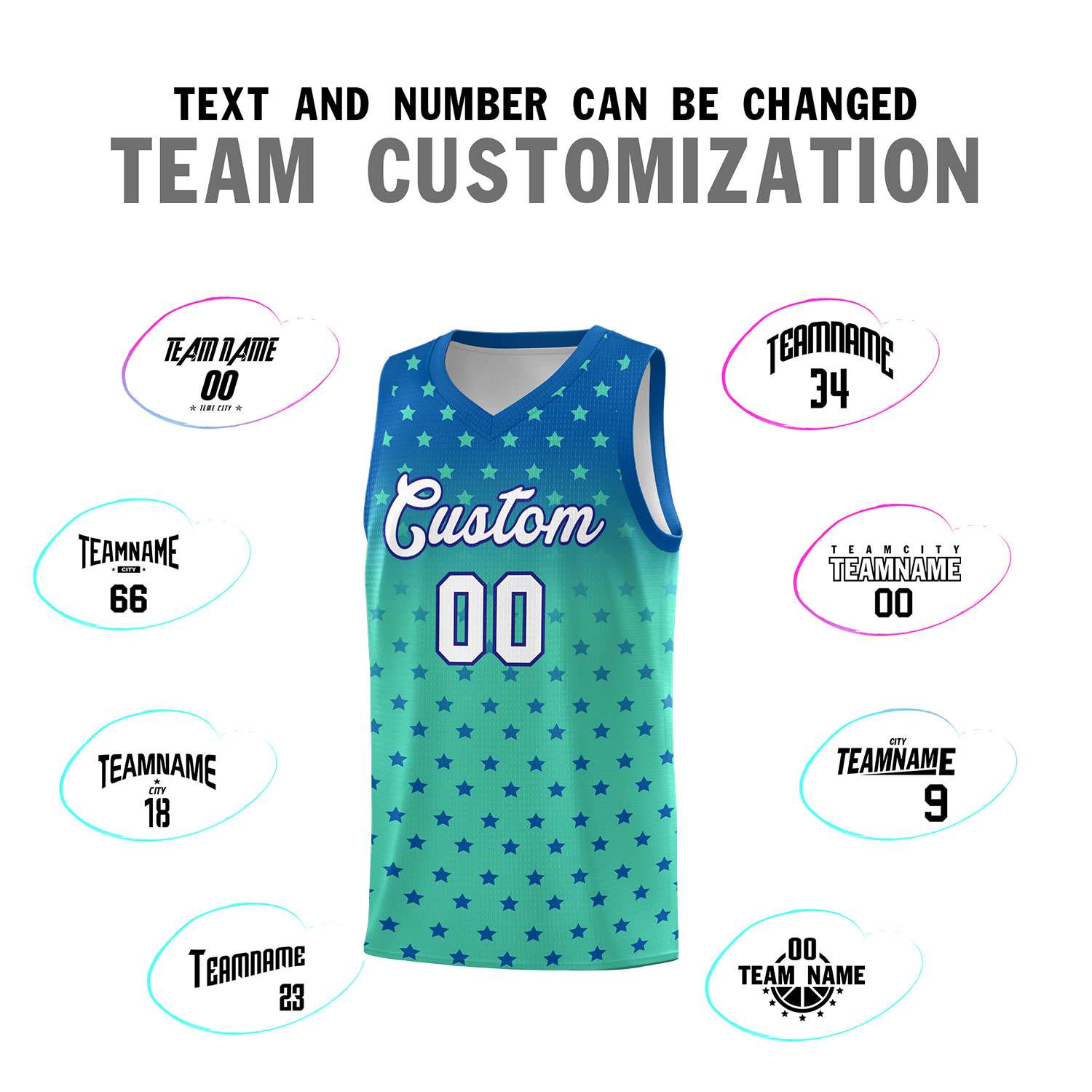 Custom Royal Bright Green Gradient Start Pattern Basketball Jersey Sets
