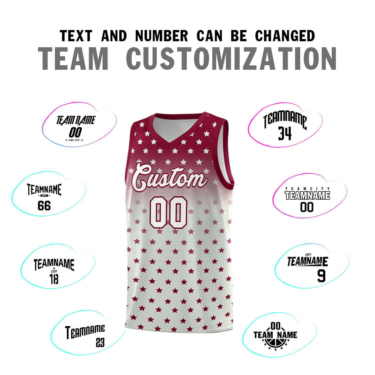 Custom Crimson Gray Gradient Start Pattern Basketball Jersey Sets