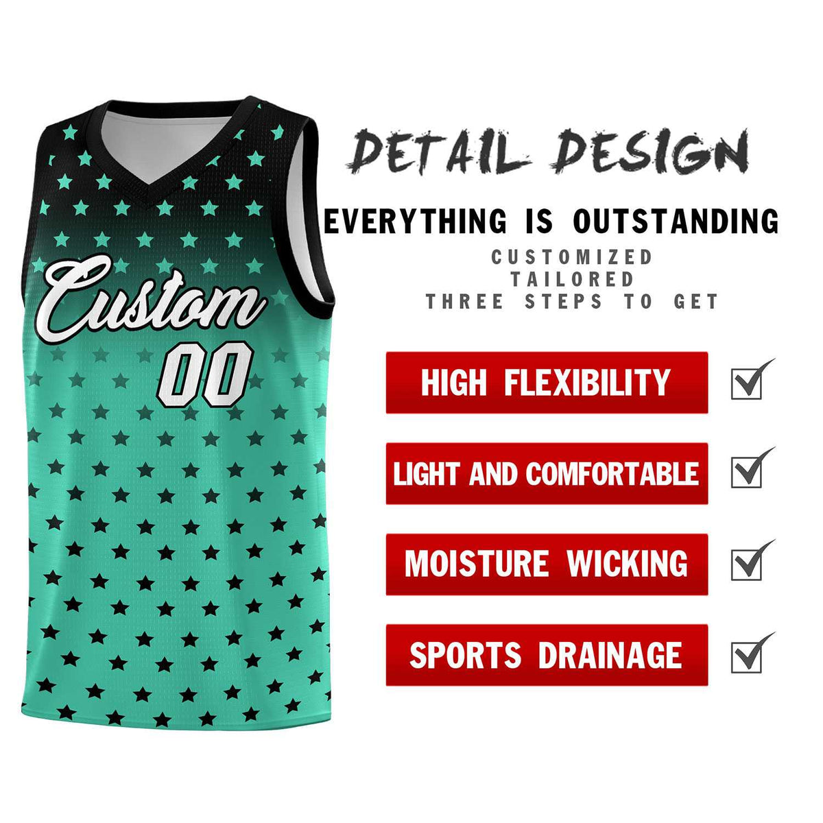 Custom Black Bright Green Gradient Start Pattern Basketball Jersey Sets