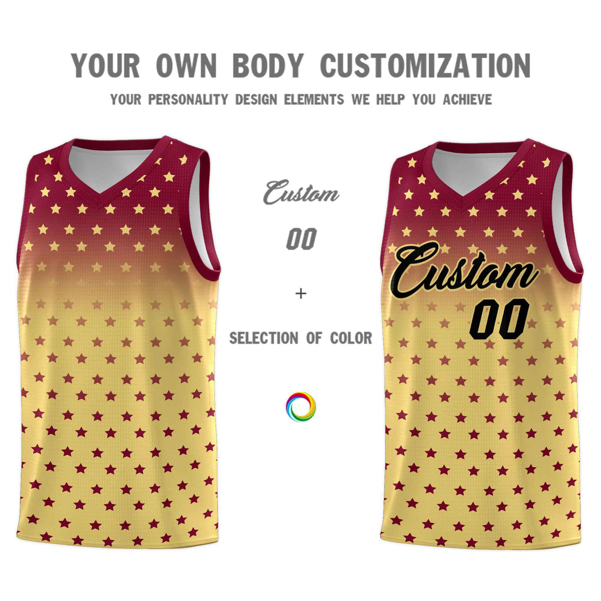 Custom Crimson Khaki Gradient Start Pattern Basketball Jersey Sets