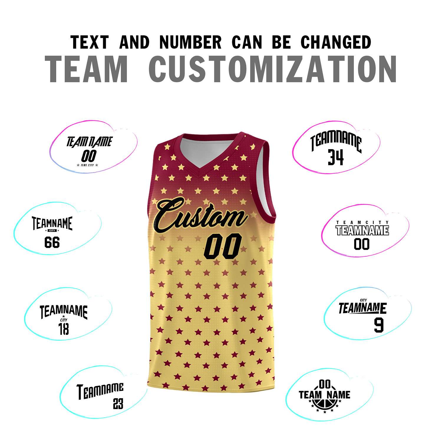 Custom Crimson Khaki Gradient Start Pattern Basketball Jersey Sets