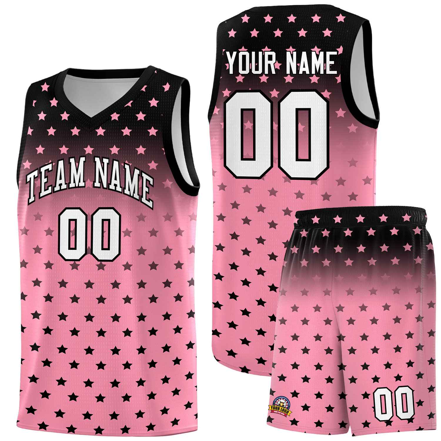Custom Black Bright Green Gradient Start Pattern Basketball Jersey Sets