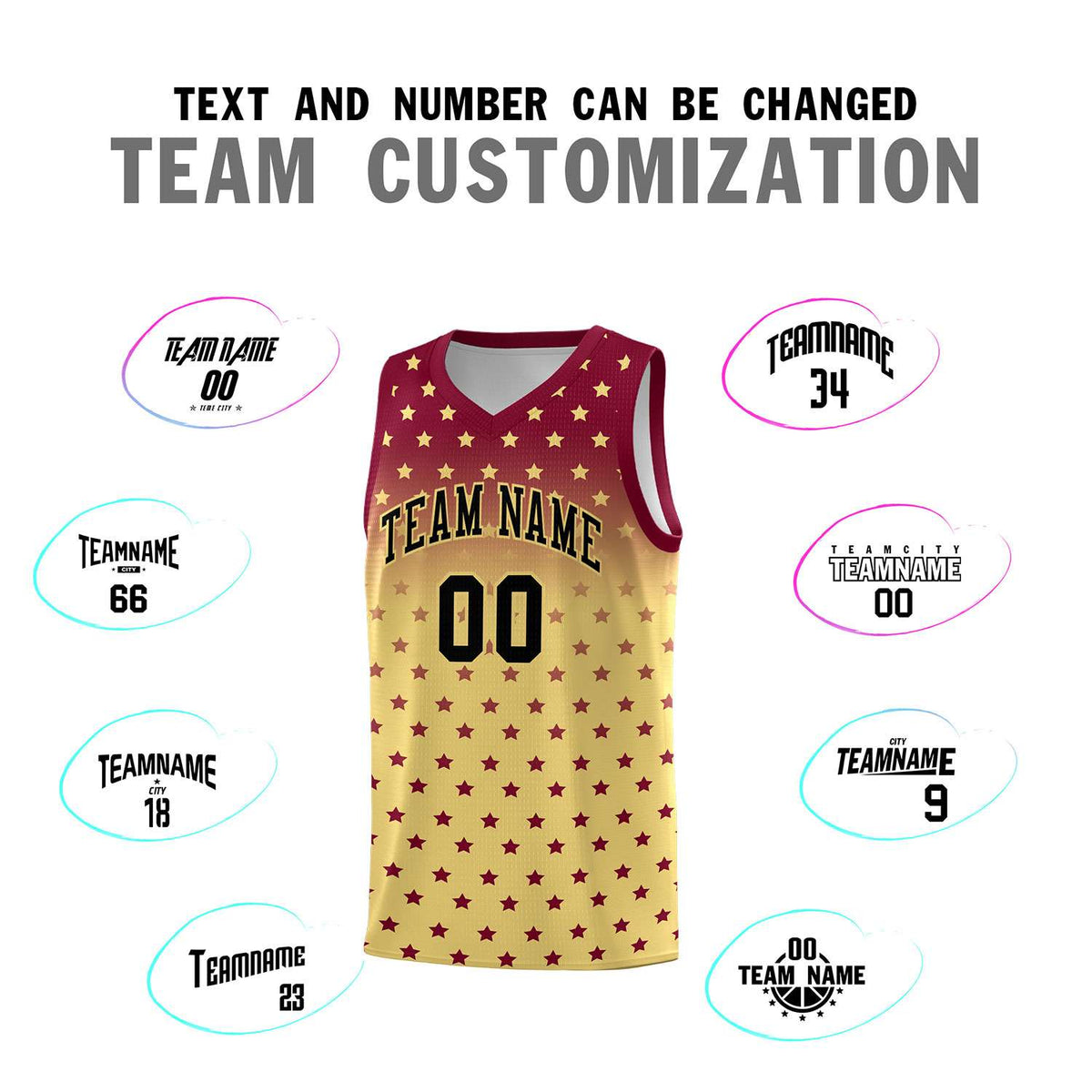 Custom Crimson Khaki Gradient Start Pattern Basketball Jersey Sets