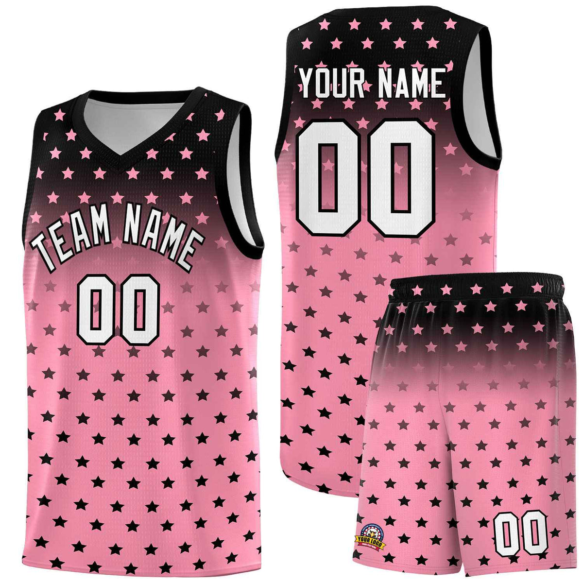 Custom Black Bright Green Gradient Start Pattern Basketball Jersey Sets
