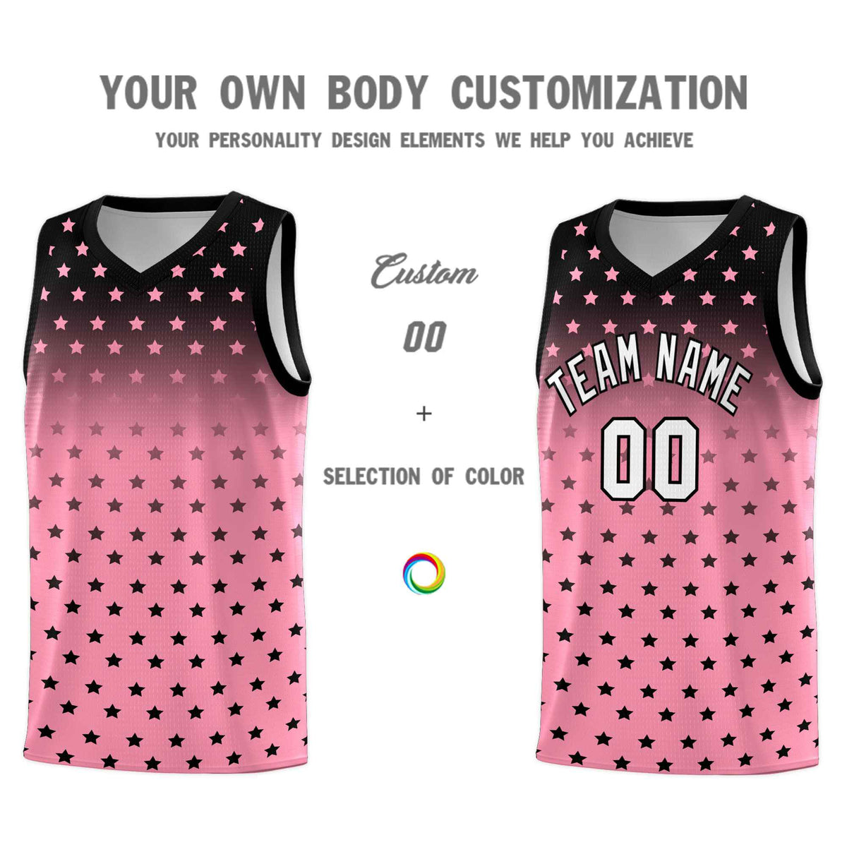 Custom Black Bright Green Gradient Start Pattern Basketball Jersey Sets