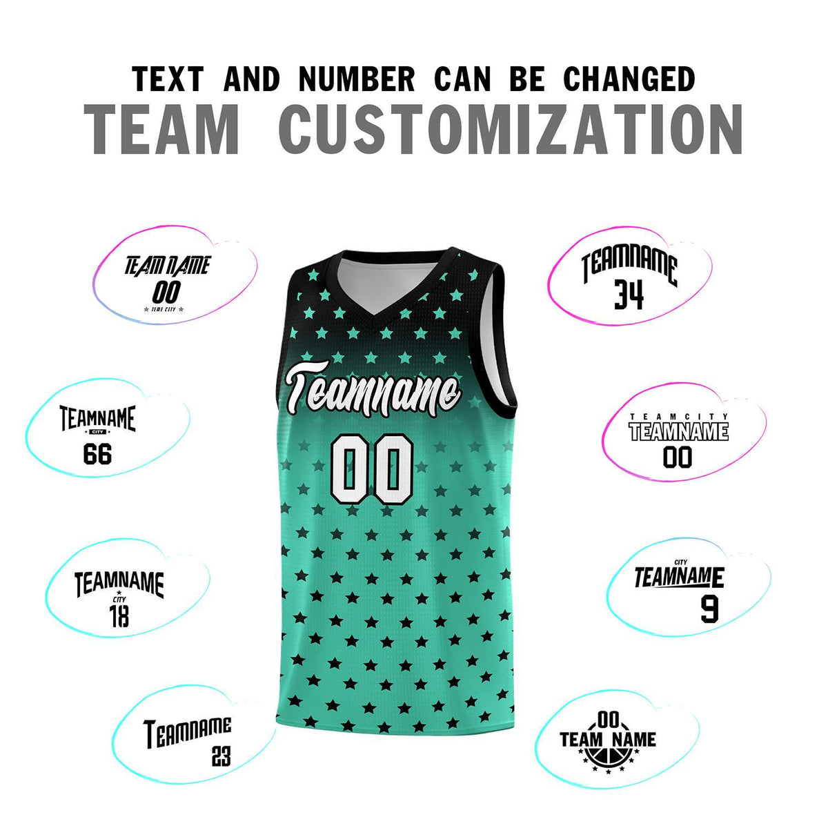 Custom Black Bright Green Gradient Start Pattern Basketball Jersey Sets
