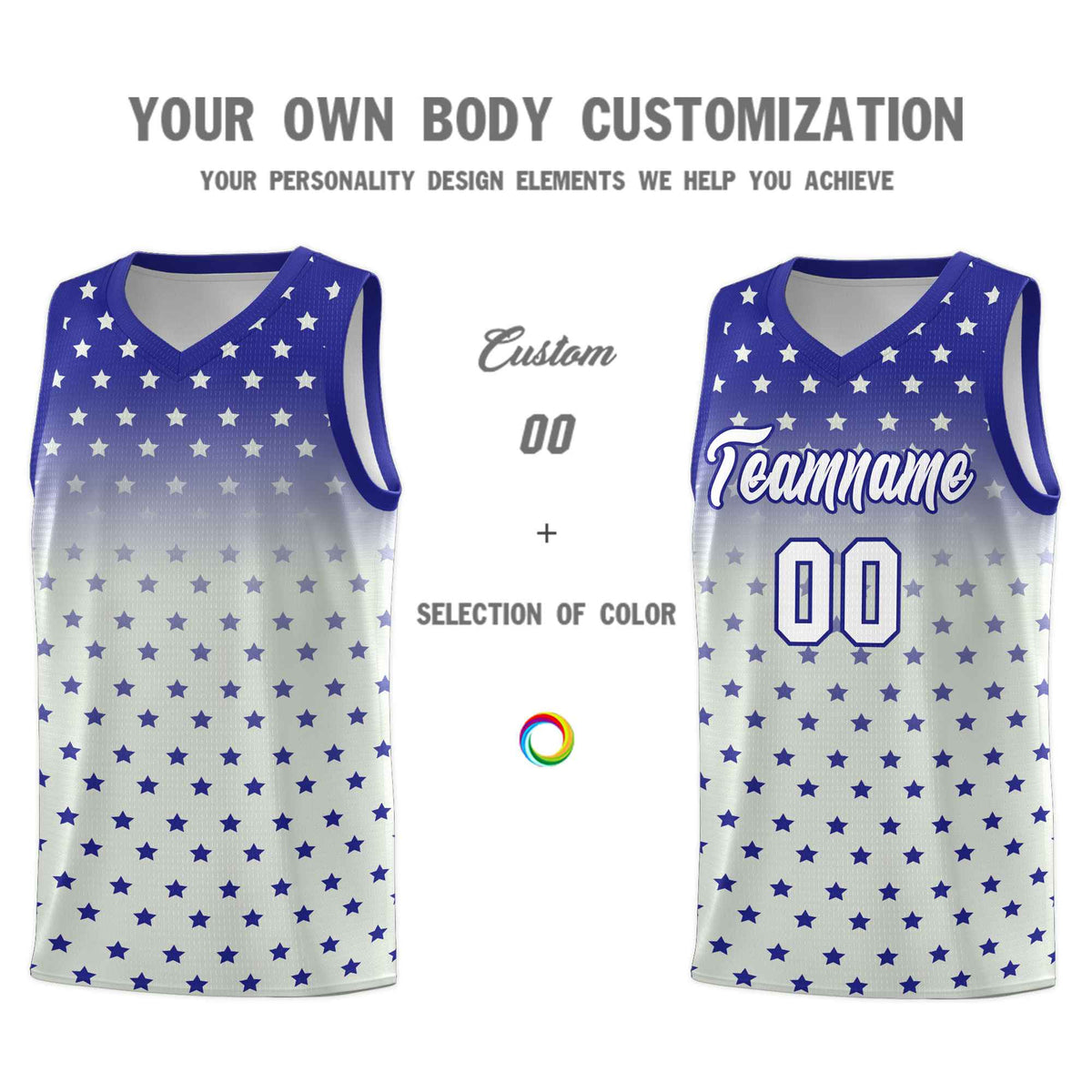 Custom Royal Gray Gradient Start Pattern Basketball Jersey Sets