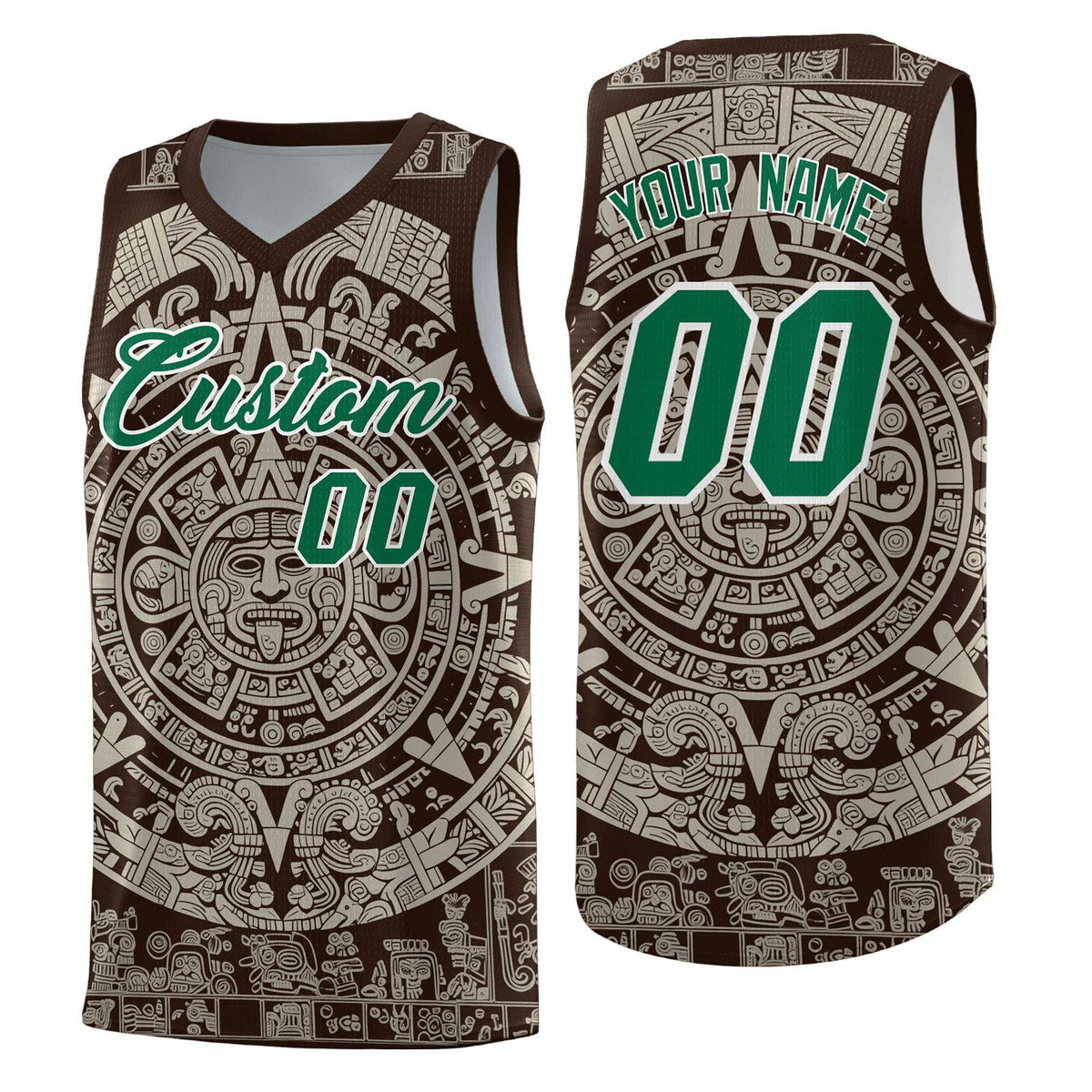 Custom Youth Basketball Jerseys Light Khaki Aztec Sun Stone Design Team Uniform