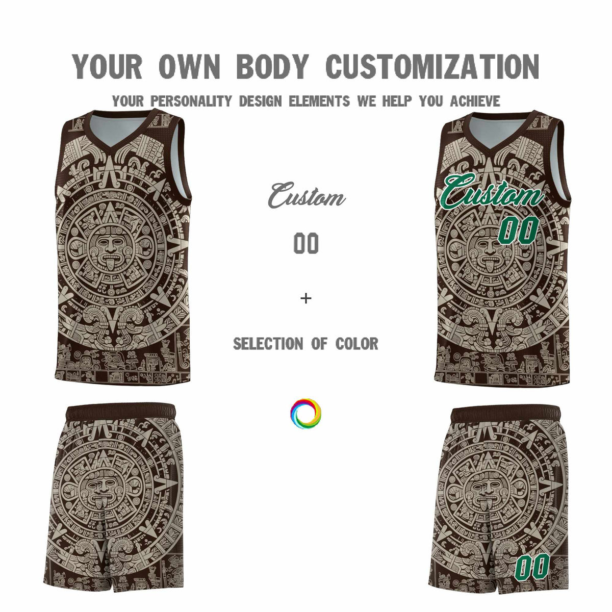 Custom Youth Basketball Jerseys Light Khaki Aztec Sun Stone Design Team Uniform