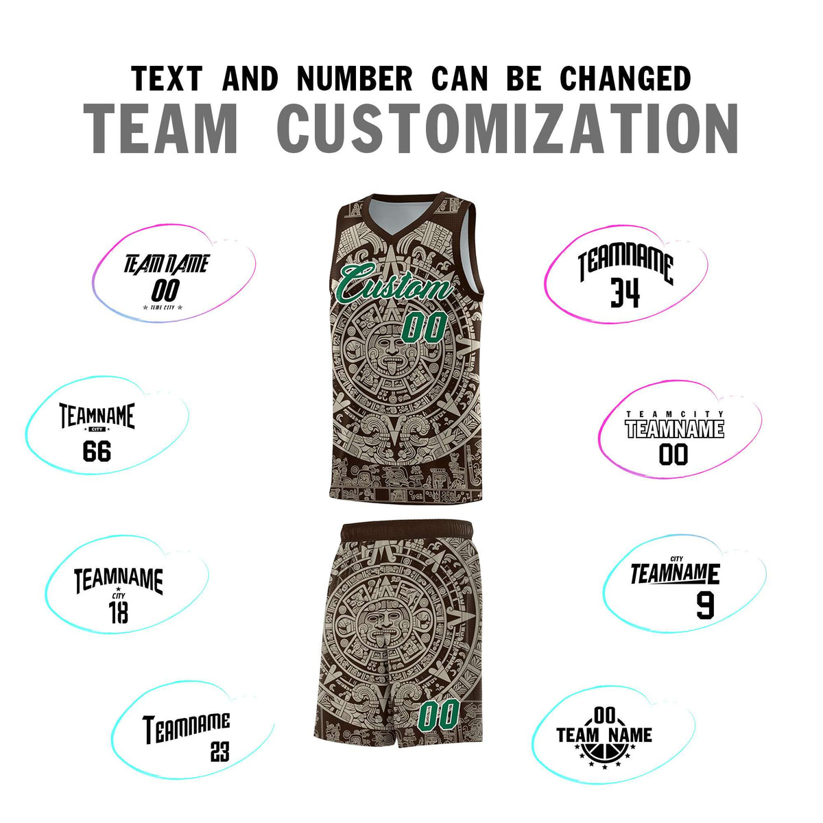 Custom Youth Basketball Jerseys Light Khaki Aztec Sun Stone Design Team Uniform