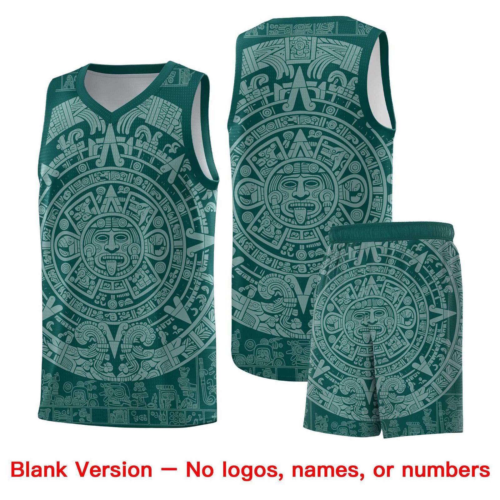 Custom Youth Basketball Jerseys White Aztec Sun Stone Design Team Uniform