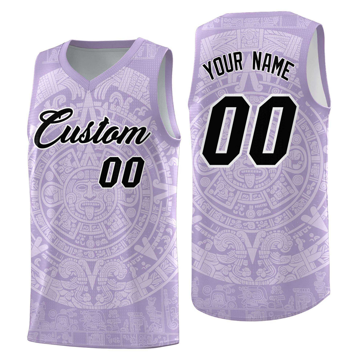 Custom Youth Basketball Jerseys White Aztec Sun Stone Personalized Uniform