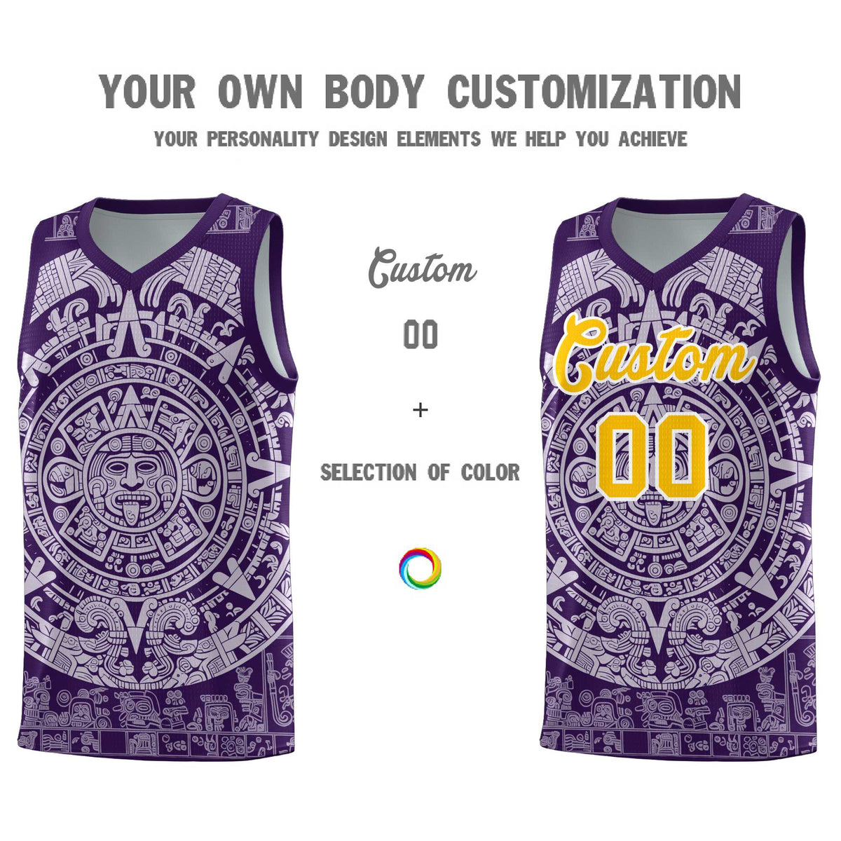 Custom Youth Basketball Jerseys Light Purple Aztec Sun Stone Pattern Custom Team Set