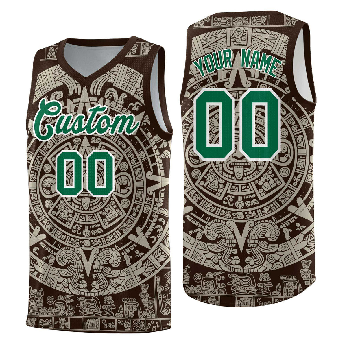 Custom Youth Basketball Jerseys Light Khaki Aztec Sun Stone Design Team Uniform