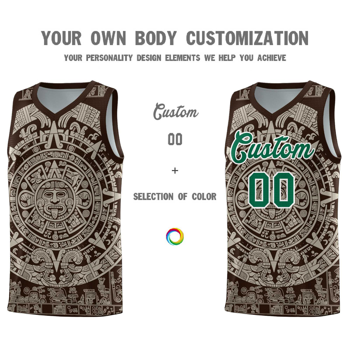 Custom Youth Basketball Jerseys Light Khaki Aztec Sun Stone Design Team Uniform