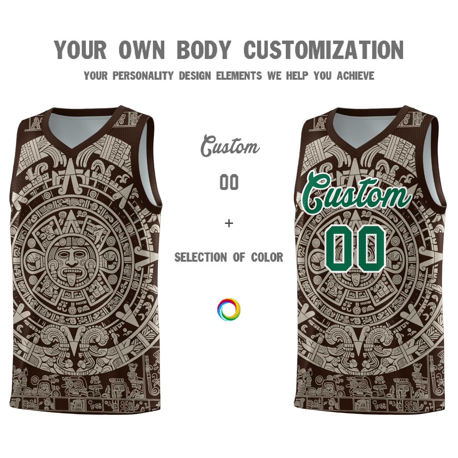 Custom Youth Basketball Jerseys Light Khaki Aztec Sun Stone Design Team Uniform