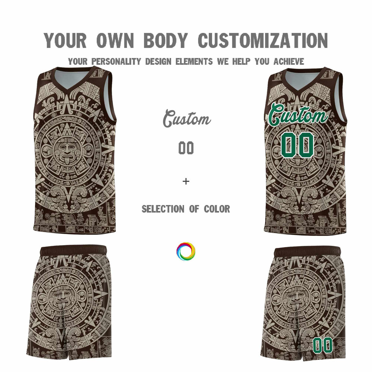 Custom Youth Basketball Jerseys Light Khaki Aztec Sun Stone Design Team Uniform