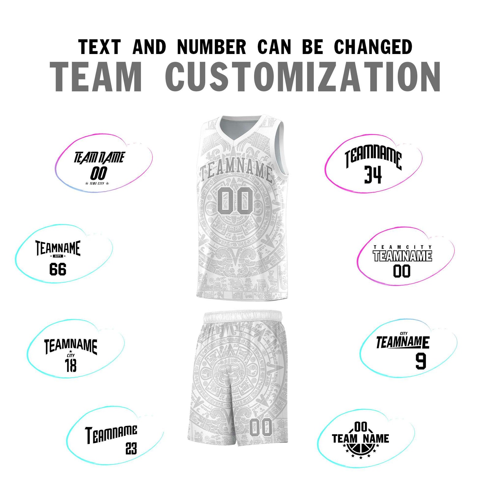 Custom Youth Basketball Jerseys Gray Aztec Sun Stone Personalized Uniform
