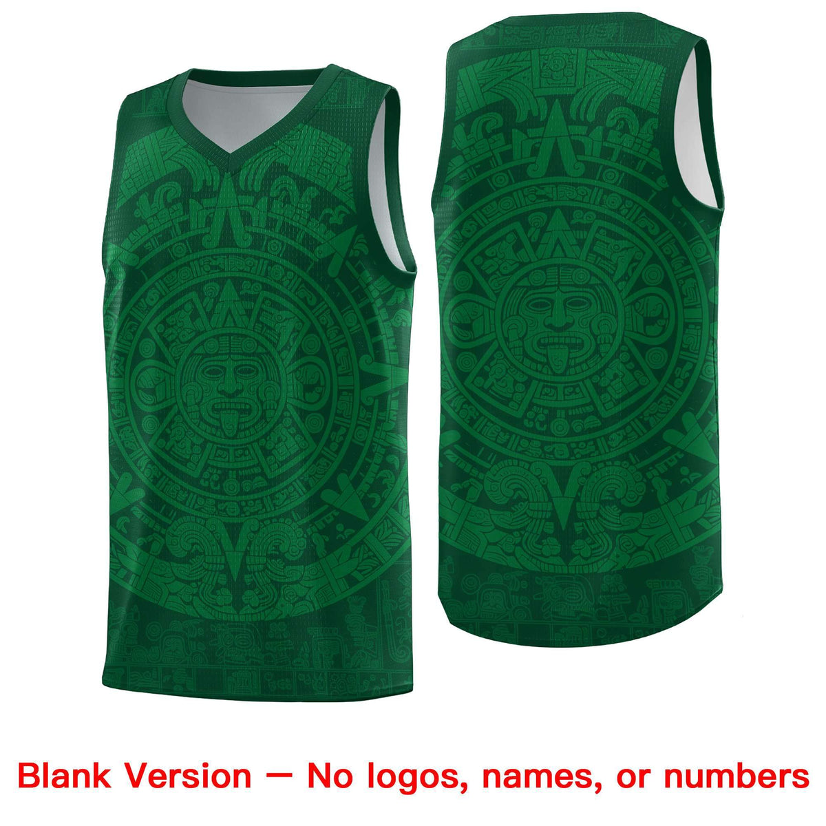 Custom Youth Basketball Jerseys Kelly Green Aztec Sun Stone Personalized Uniform