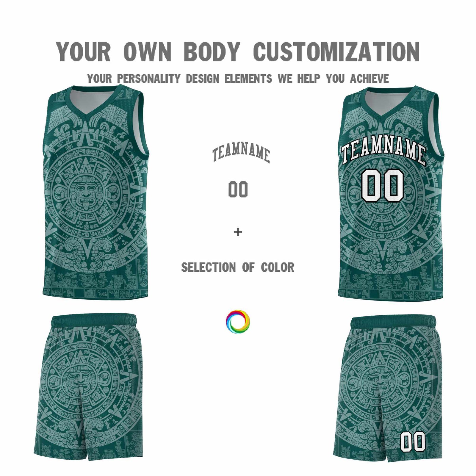 Custom Youth Basketball Jerseys White Aztec Sun Stone Design Team Uniform