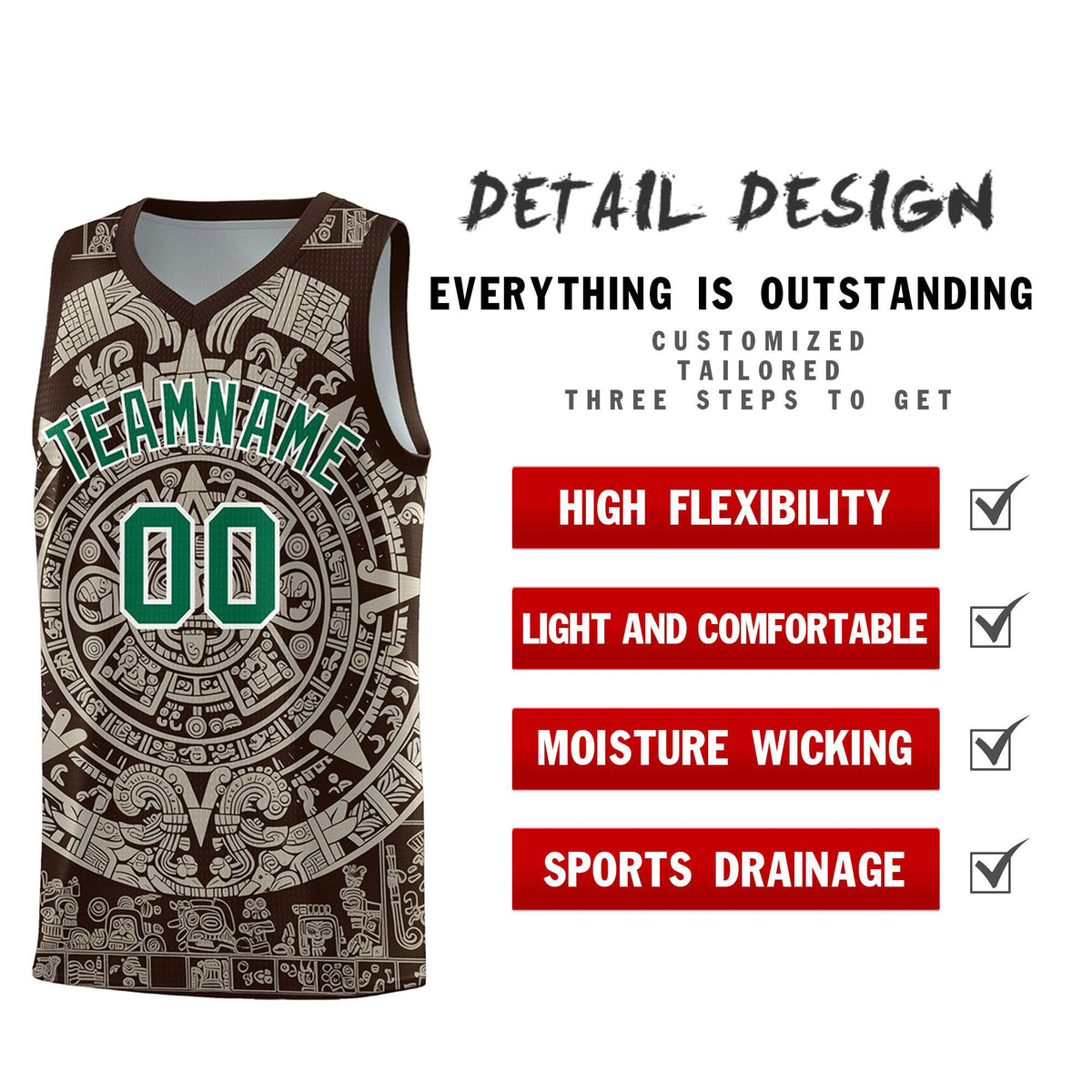 Custom Youth Basketball Jerseys Light Khaki Aztec Sun Stone Design Team Uniform