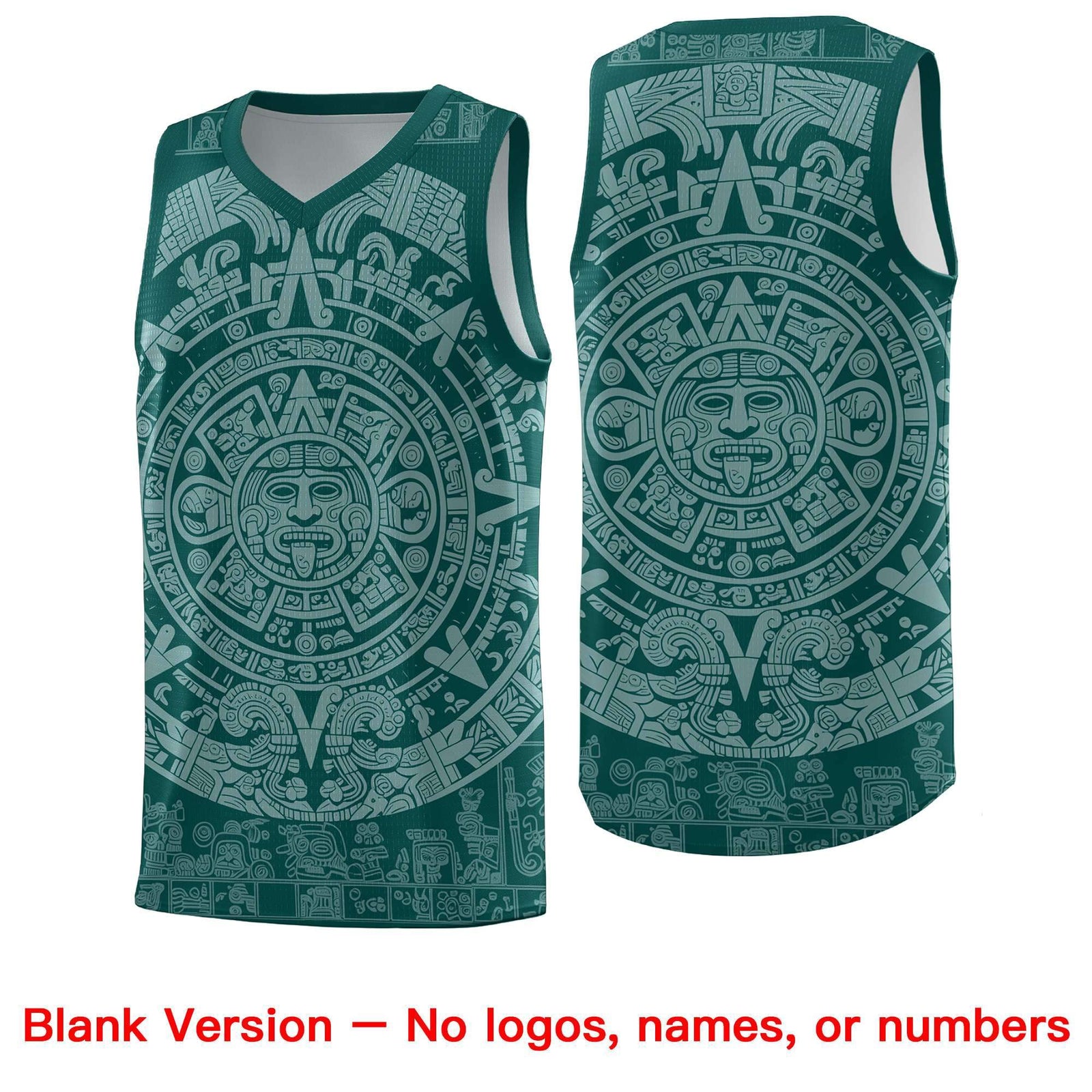 Custom Youth Basketball Jerseys White Aztec Sun Stone Design Team Uniform