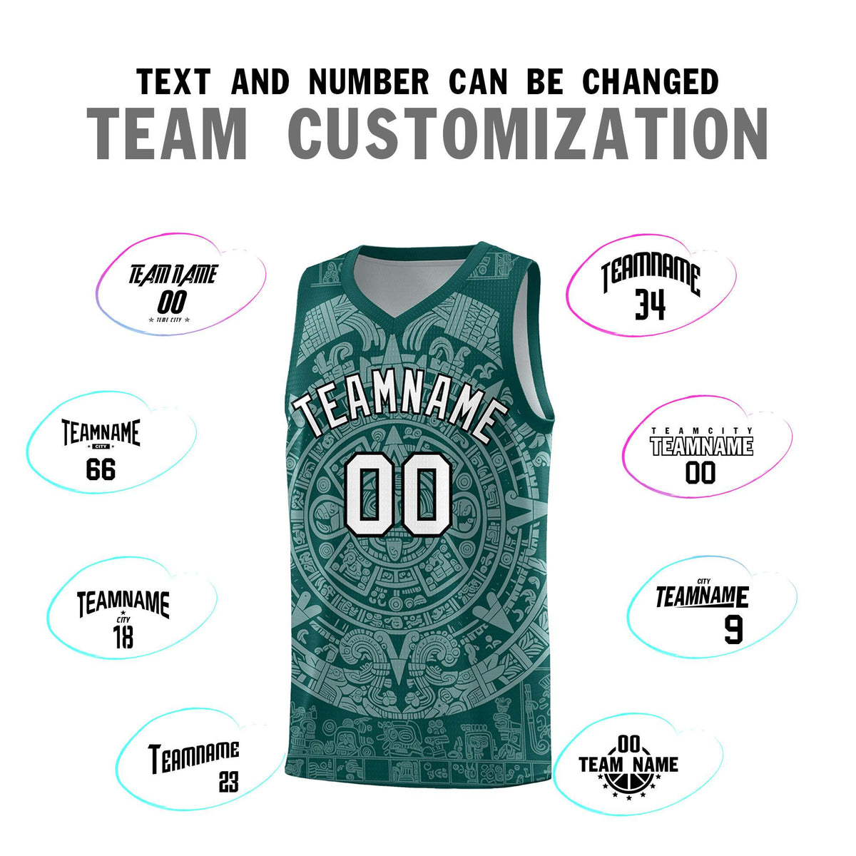 Custom Youth Basketball Jerseys White Aztec Sun Stone Design Team Uniform