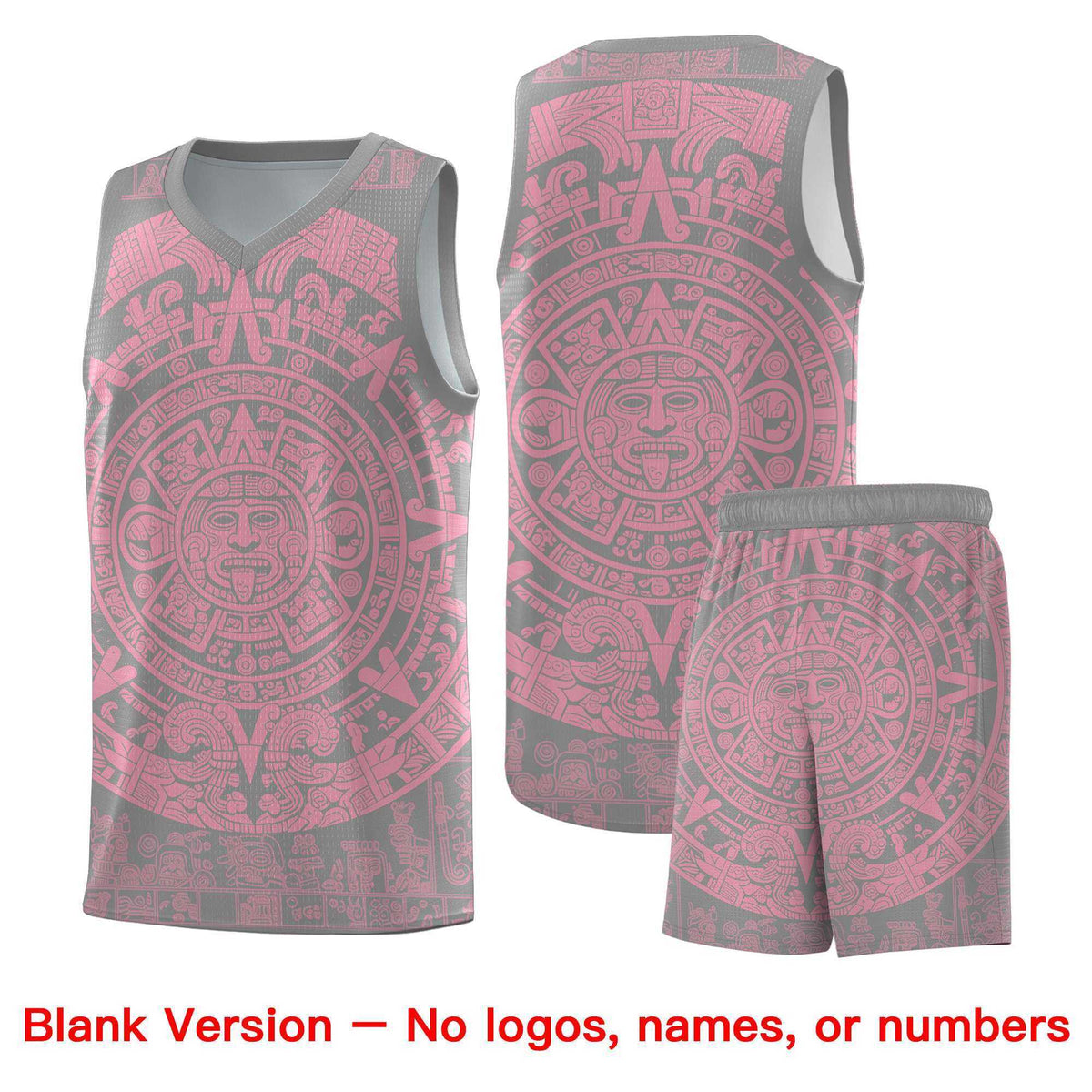 Custom Youth Basketball Jerseys Light Pink Aztec Sun Stone Pattern Custom Team Set