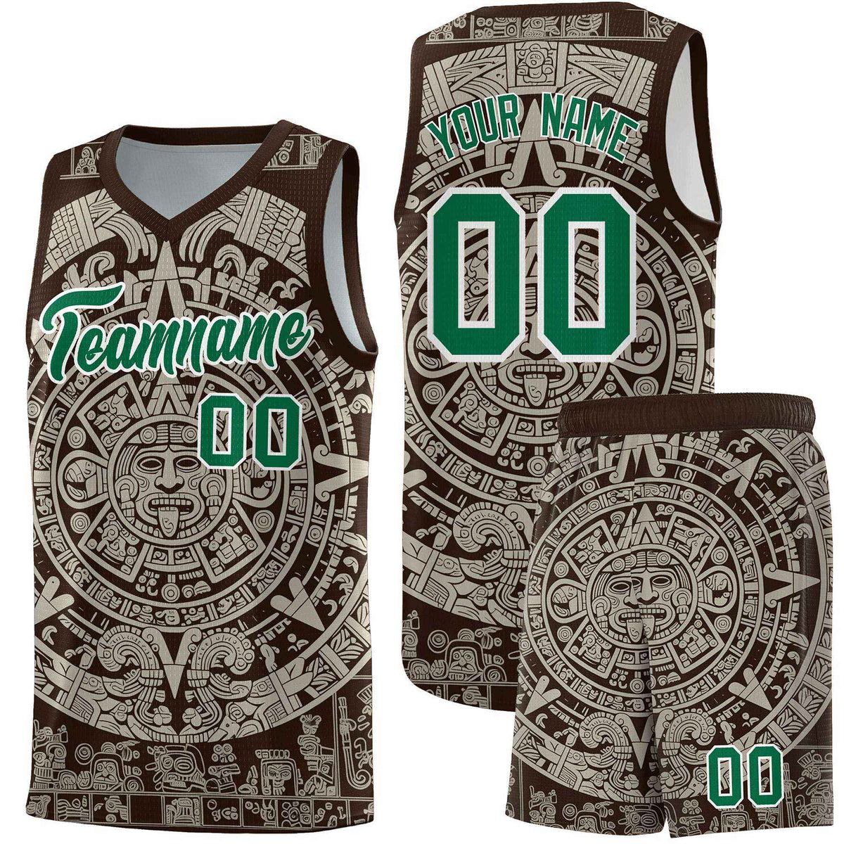 Custom Youth Basketball Jerseys Light Khaki Aztec Sun Stone Design Team Uniform