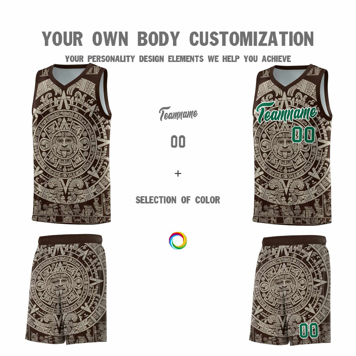 Custom Youth Basketball Jerseys Light Khaki Aztec Sun Stone Design Team Uniform