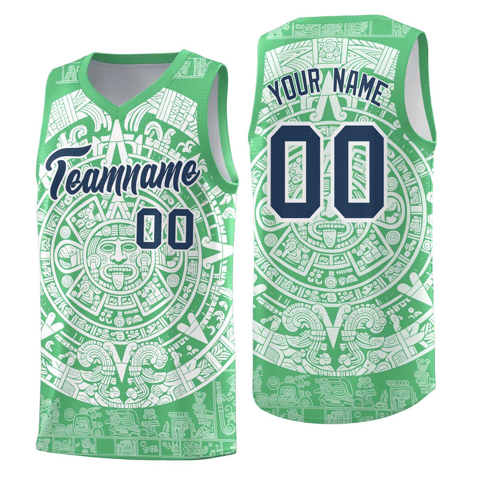 Custom Youth Basketball Jerseys White Aztec Sun Stone Design Team Uniform